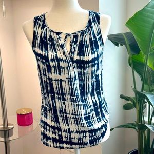 Sleeveless blouse - navy/white